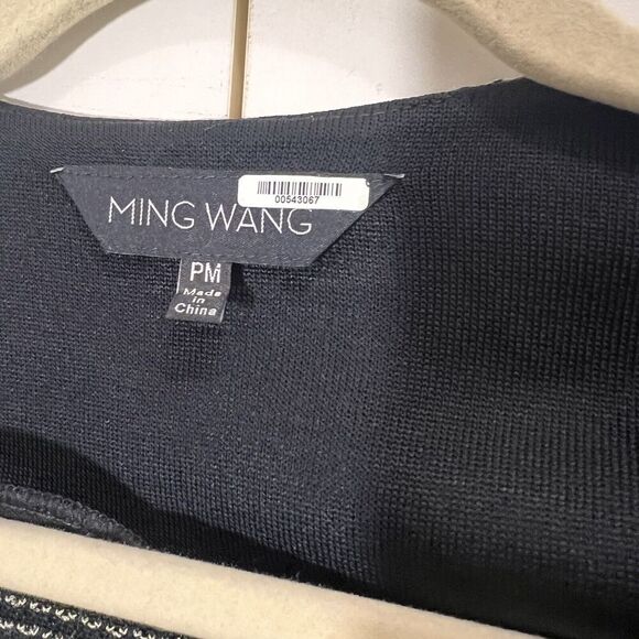 Ming Wang Jacket Cardigan Size PM Geometric 3/4 Sleeve Work Office Preppy - Picture 3 of 7